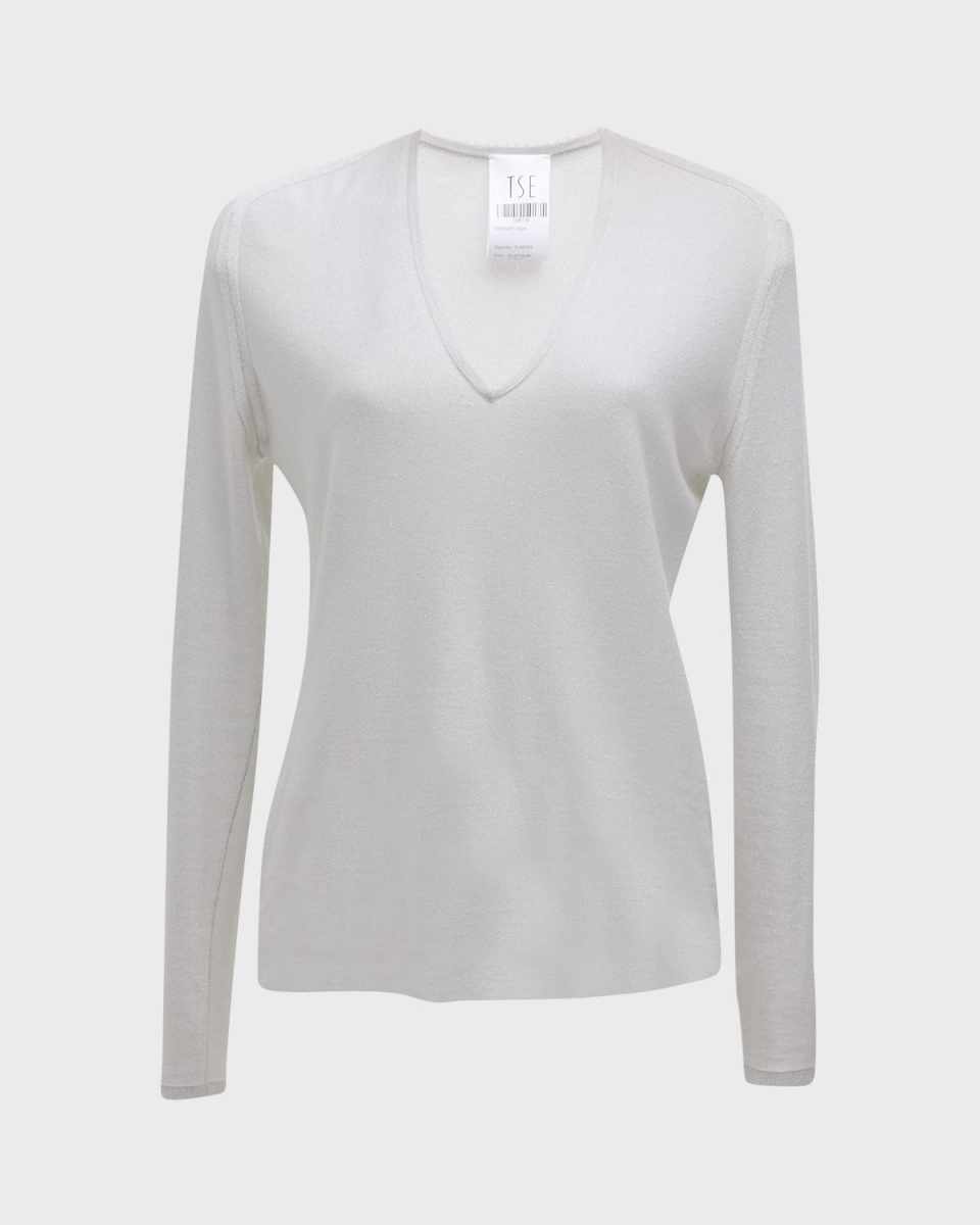 Cashmere-Blend V-Neck Pullov